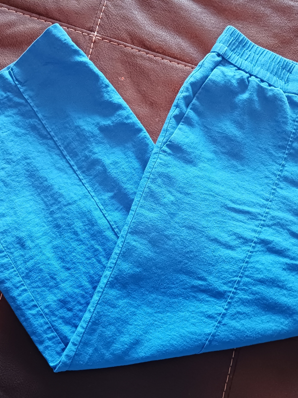 Nine West Linen Pull On Crop Wide Leg Lined Pants Sz M EUC